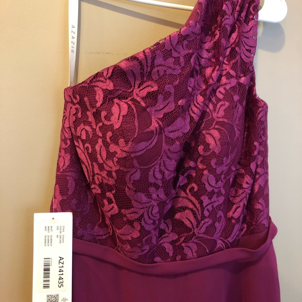 Azazie One-Shoulder Purple Prom Dress - Picture 2 of 3